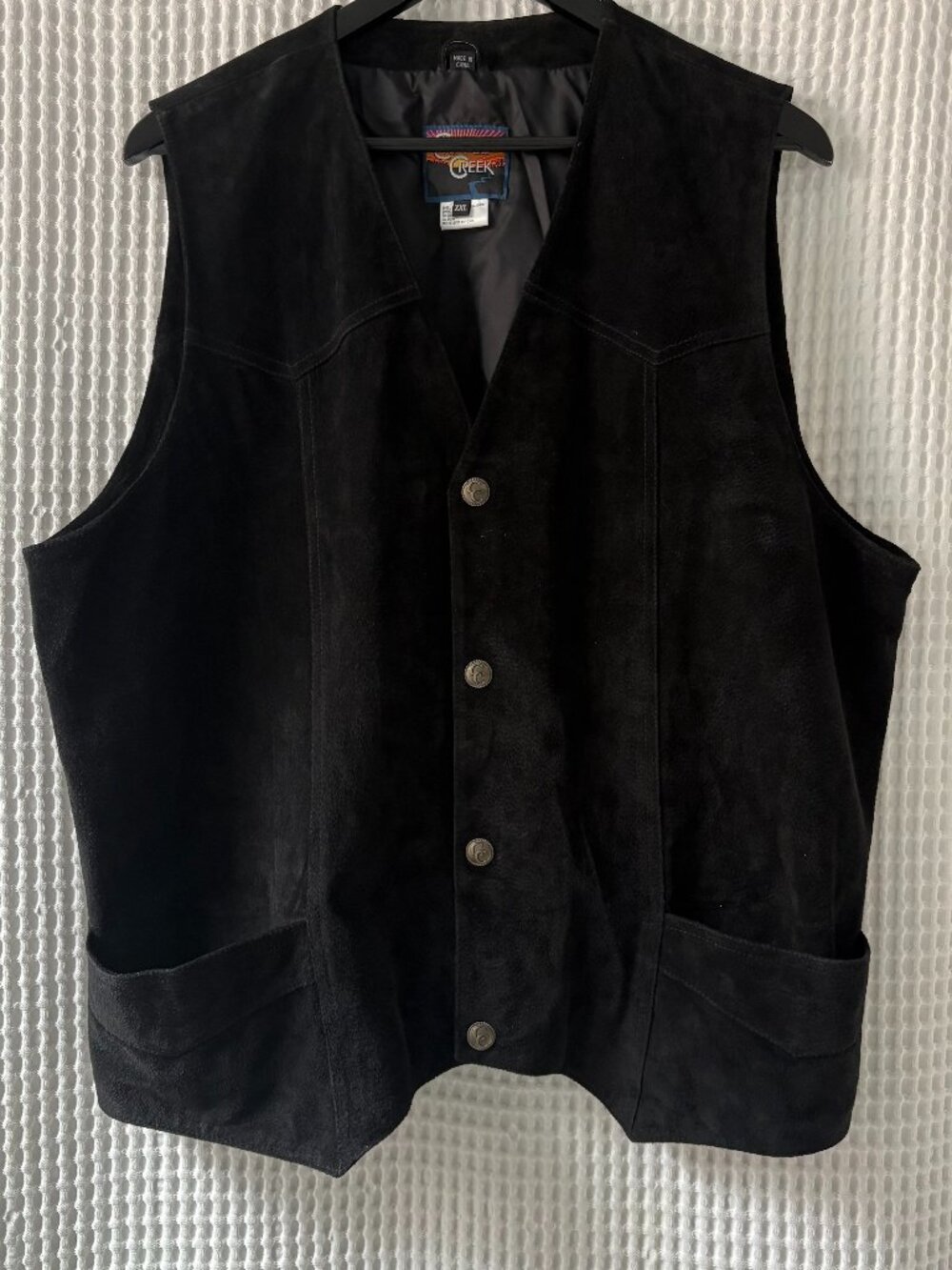 Cripple Creek black suede men's western cowboy rockabilly vest size XXL